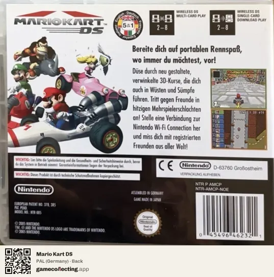 Mario Kart DS Nintendo DS, Germany box back