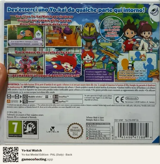 Yo-kai Watch Nintendo 3DS, Italy box back