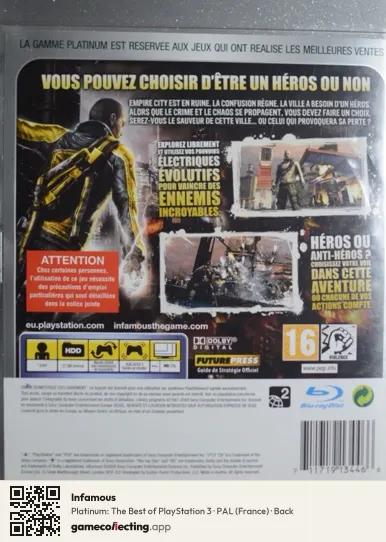 Infamous PlayStation 3, France box back
