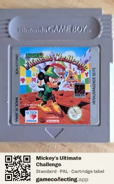 Mickey's Ultimate Challenge Game Boy, PAL cartridge label