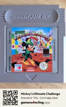 Mickey's Ultimate Challenge Game Boy, PAL cartridge label