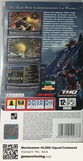 Warhammer 40,000: Squad Command PlayStation Portable, PAL box back