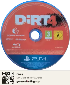 Dirt 4 PlayStation 4, PAL disc