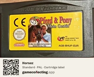 Horsez Game Boy Advance, PAL cartridge label