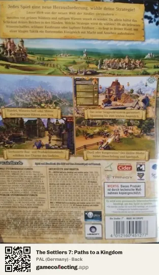 The Settlers 7: Paths to a Kingdom Computer, Germany box back