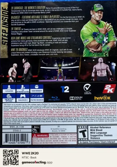 WWE 2K20 PlayStation 4, NTSC box back