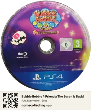 Bubble Bobble 4 Friends: The Baron Is Back! PlayStation 4, PAL disc