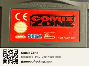 Comix Zone Game Boy Advance, PAL cartridge label