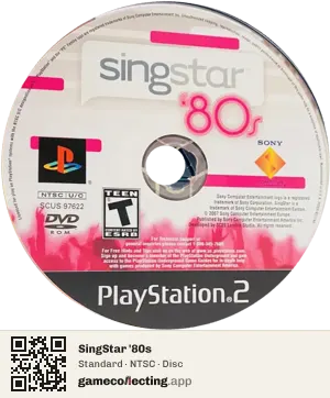 SingStar '80s PlayStation 2, NTSC disc