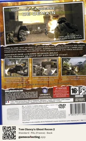 Tom Clancy's Ghost Recon 2 PlayStation 2, France box back