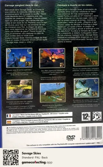 Savage Skies PlayStation 2, PAL box back