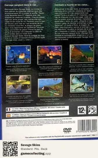 Savage Skies PlayStation 2, PAL box back
