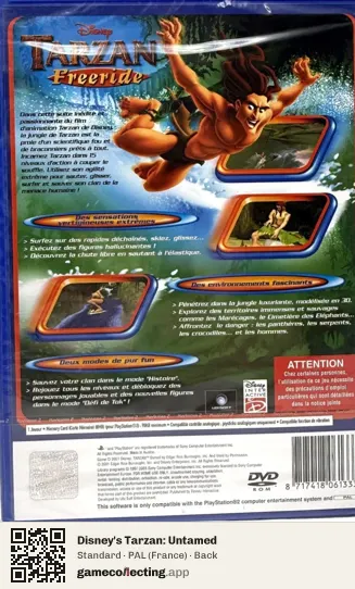 Disney's Tarzan: Untamed PlayStation 2, France box back