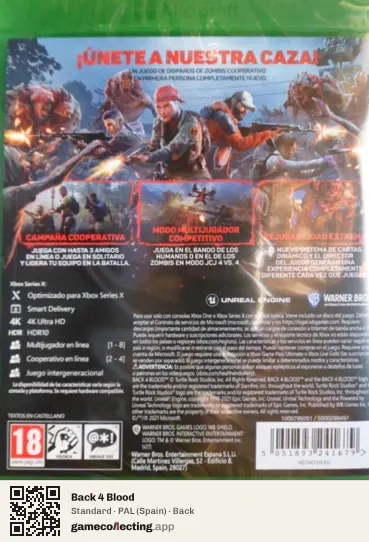 Back 4 Blood Xbox Series X, Spain box back