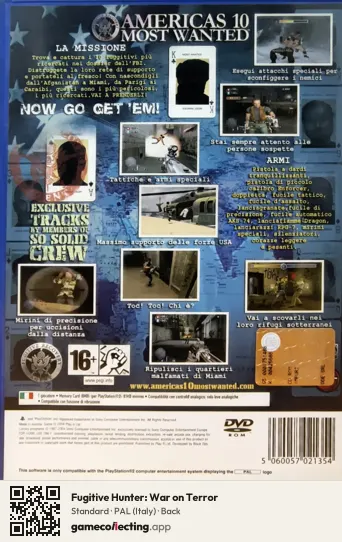 Fugitive Hunter: War on Terror PlayStation 2, Italy box back