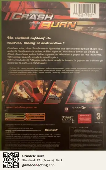 Crash 'N' Burn Xbox, France box back