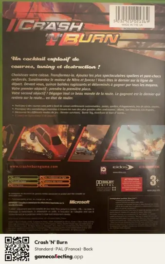 Crash 'N' Burn Xbox, France box back