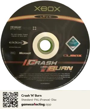Crash 'N' Burn Xbox, PAL disc