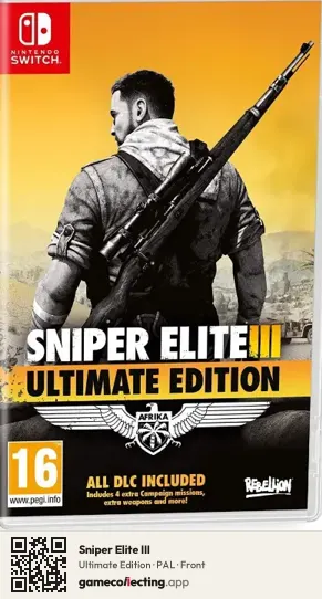 Sniper Elite III Nintendo Switch, PAL box front