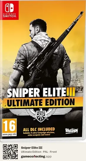 Sniper Elite III Nintendo Switch, PAL box front