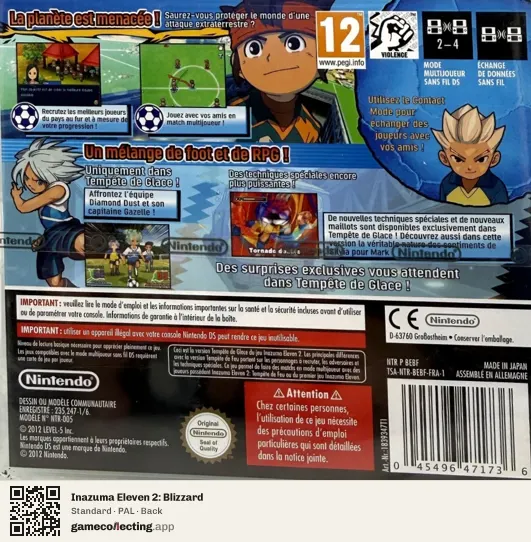 Inazuma Eleven 2: Blizzard Nintendo DS, PAL box back