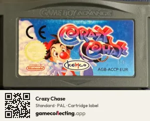 Crazy Chase Game Boy Advance, PAL cartridge label
