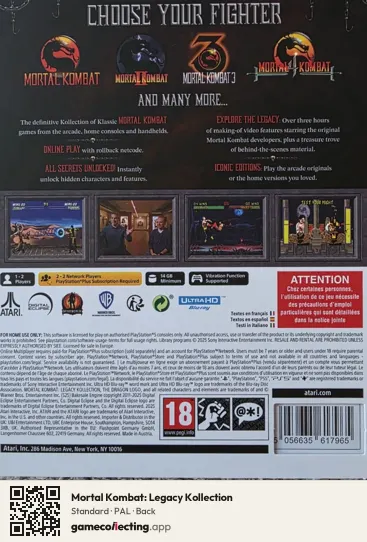 Mortal Kombat: Legacy Kollection PlayStation 5, PAL box back