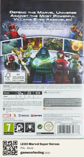 LEGO Marvel Super Heroes Nintendo Switch, PAL box back