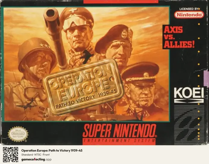Operation Europe: Path to Victory 1939-45 Super Nintendo Entertainment System, NTSC box front
