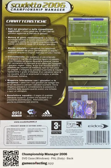Championship Manager 2006 Computer, Italy box back