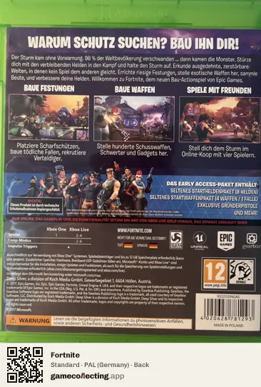 Fortnite Xbox One, Germany box back
