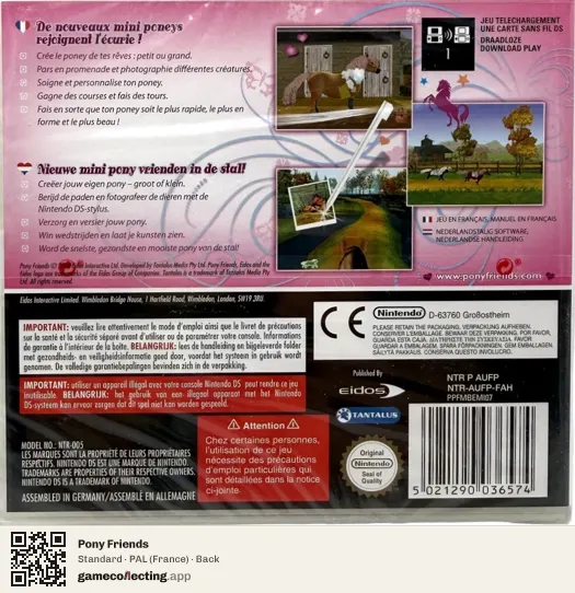 Pony Friends Nintendo DS, France box back