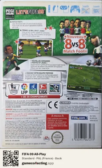 FIFA 09 All-Play Nintendo Wii, France box back