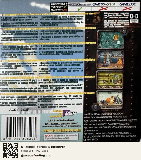 CT Special Forces 3: Bioterror Game Boy Advance, PAL box back