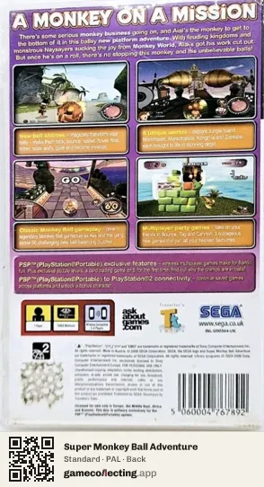 Super Monkey Ball Adventure PlayStation Portable, PAL box back