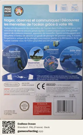 Endless Ocean Nintendo Wii, France box back