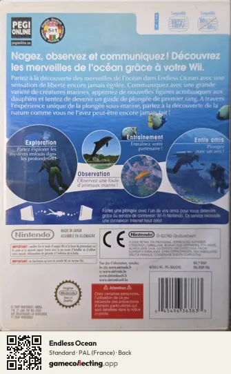 Endless Ocean Nintendo Wii, France box back