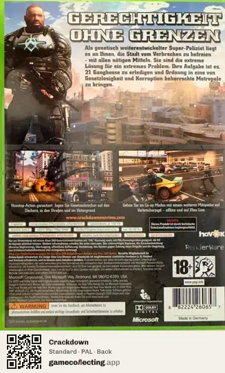 Crackdown Xbox 360, PAL box back
