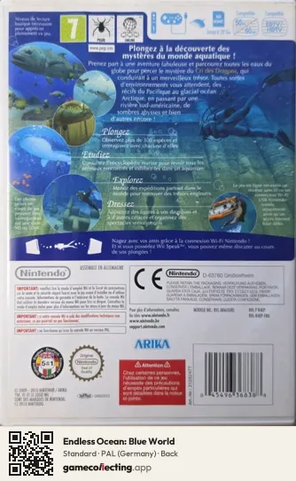 Endless Ocean: Blue World Nintendo Wii, Germany box back