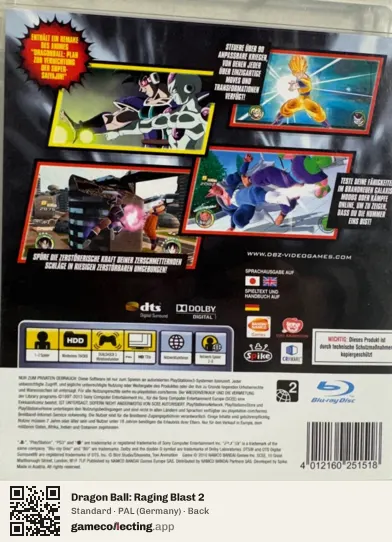 Dragon Ball: Raging Blast 2 PlayStation 3, Germany box back