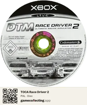 TOCA Race Driver 2 Xbox, PAL disc