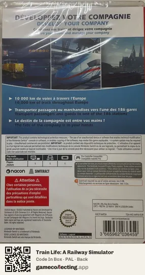 Train Life: A Railway Simulator Nintendo Switch, PAL box back