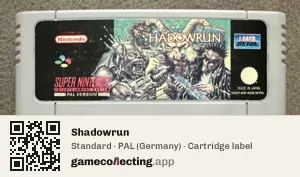 Shadowrun Super Nintendo Entertainment System, PAL cartridge label