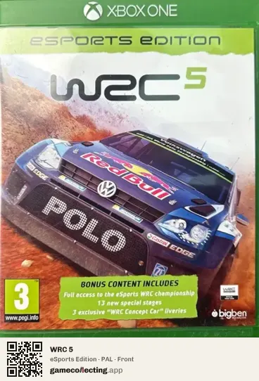 WRC 5 Xbox One, PAL box front