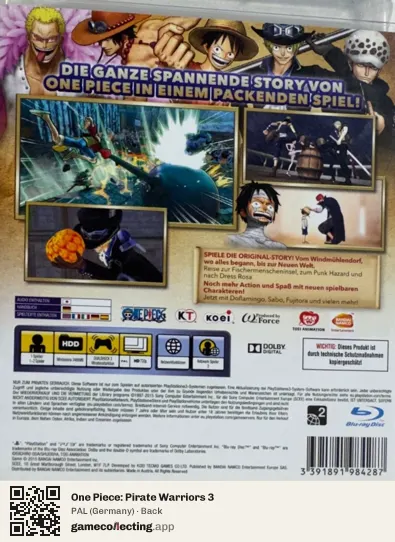 One Piece: Pirate Warriors 3 PlayStation 3, Germany box back
