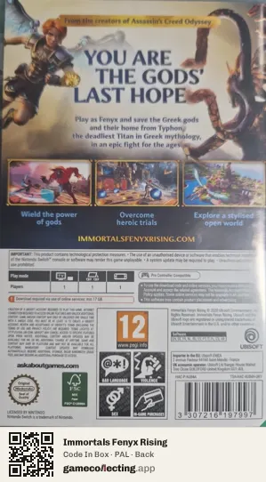 Immortals Fenyx Rising Nintendo Switch, PAL box back