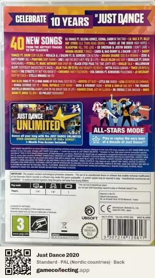 Just Dance 2020 Nintendo Switch, Nordic countries box back