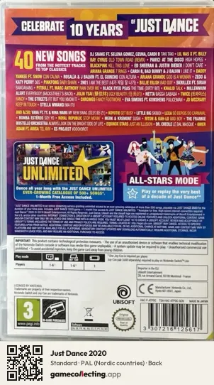 Just Dance 2020 Nintendo Switch, Nordic countries box back