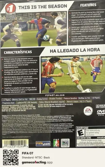 FIFA 07 PlayStation 2, NTSC box back