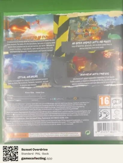 Sunset Overdrive Xbox One, PAL box back